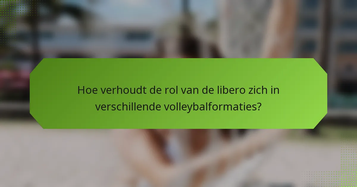 Hoe verhoudt de rol van de libero zich in verschillende volleybalformaties?